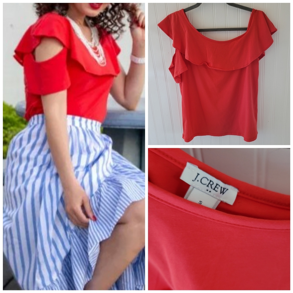 J Crew Factory One Sleeve Off-The-Shoulder Top